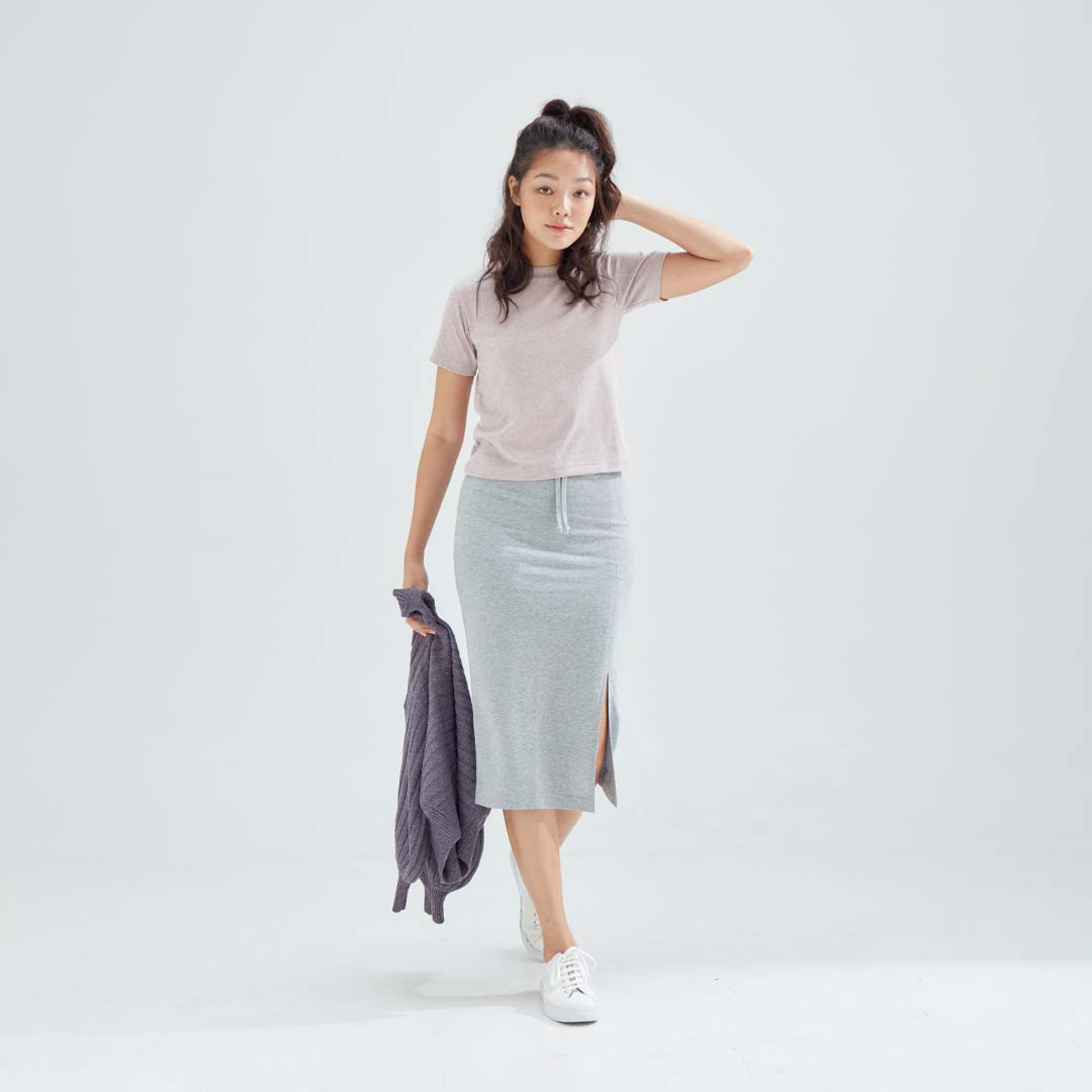 CIRCULAR Women's French Terry Long Skirt : Cloud